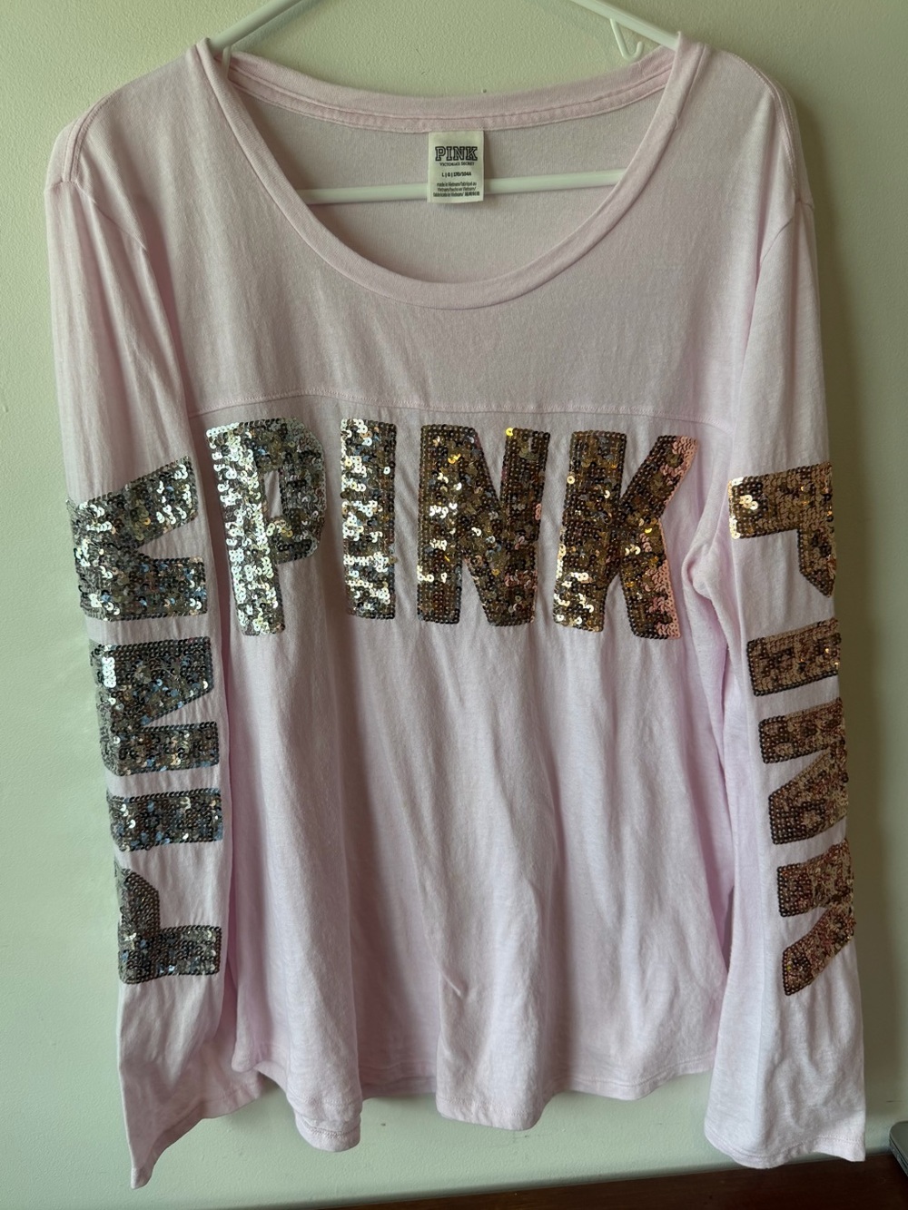 PINK Victoria’s Secret Pink Sequin Bling Ombre Top L
